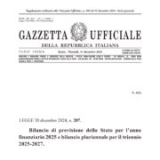 Legge di bilancio 2025, pubblicata in Gazzetta Ufficiale del 31 dicembre 2024 n. 305